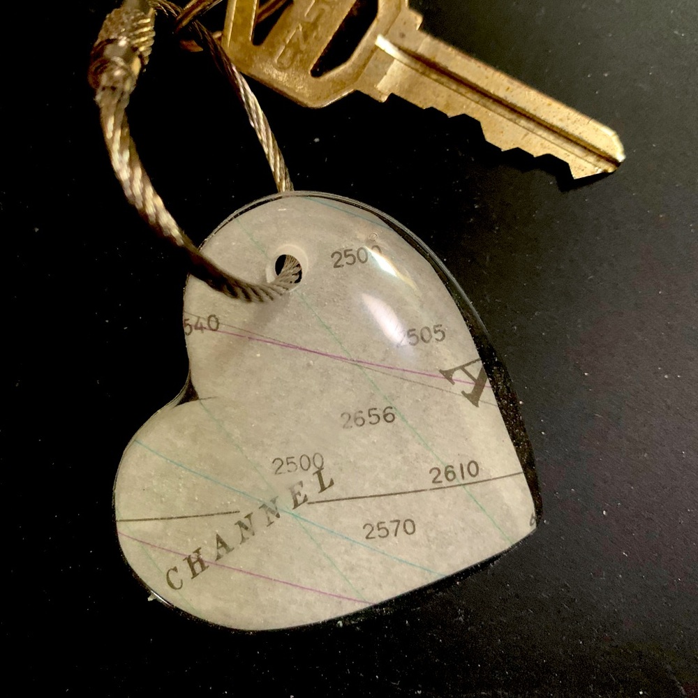 Heart Nautical Chart Keychain